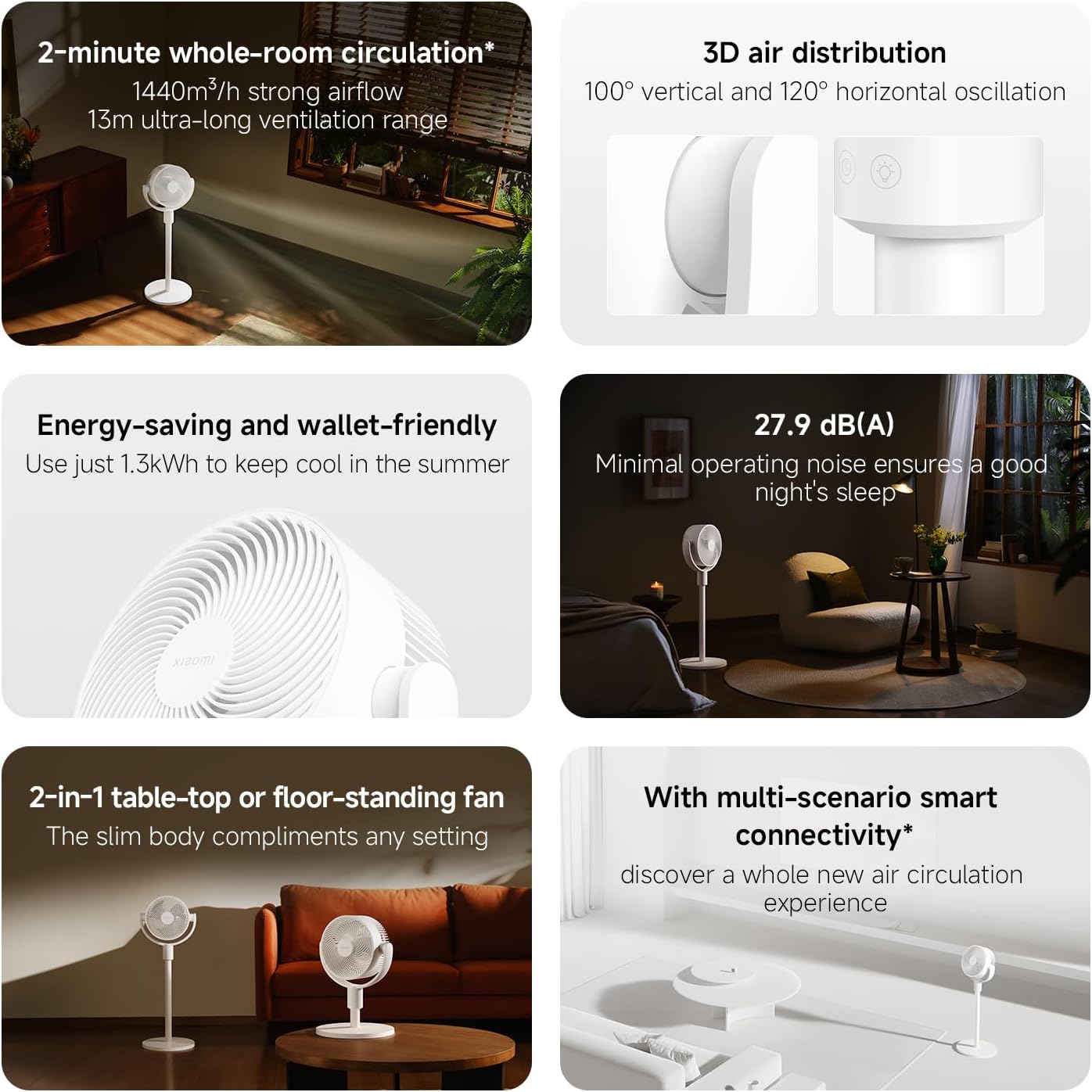 Xiaomi Smart Standing Air 18W Circulation Fan UK - White