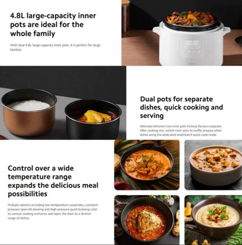 Xiaomi Electric Pressure Cooker 4.8L UK, 6 Cooking Modes - White