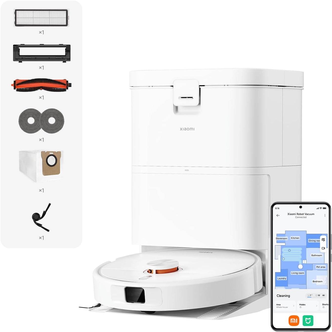 Xiaomi Robot Vacuum H50, 10000Pa Suction - White