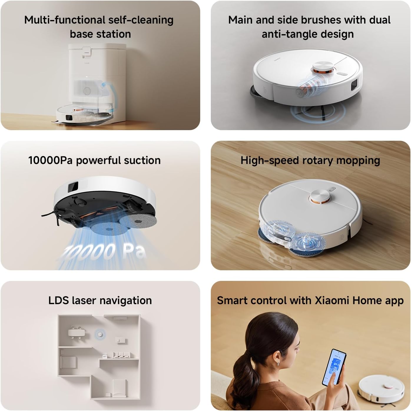 Xiaomi Robot Vacuum H50, 10000Pa Suction - White