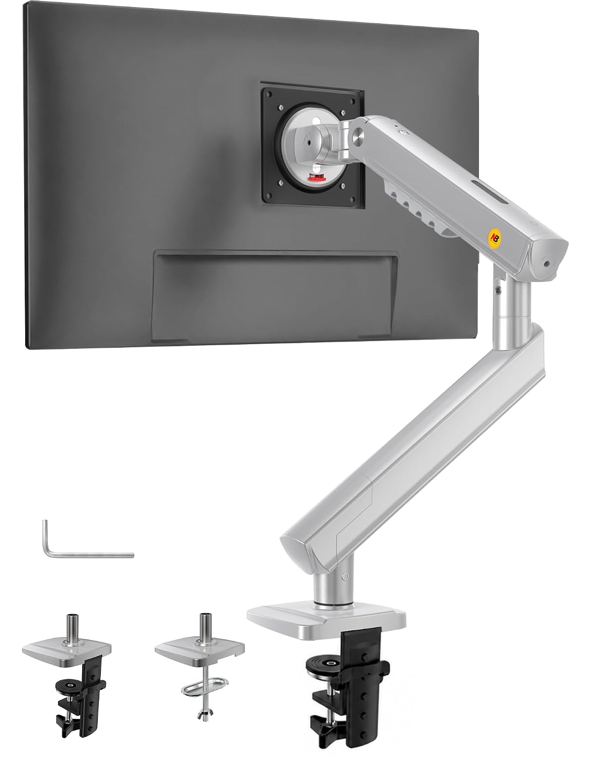 North Bayou Single Computer Monitor Mount, Monitor Stand - Silver