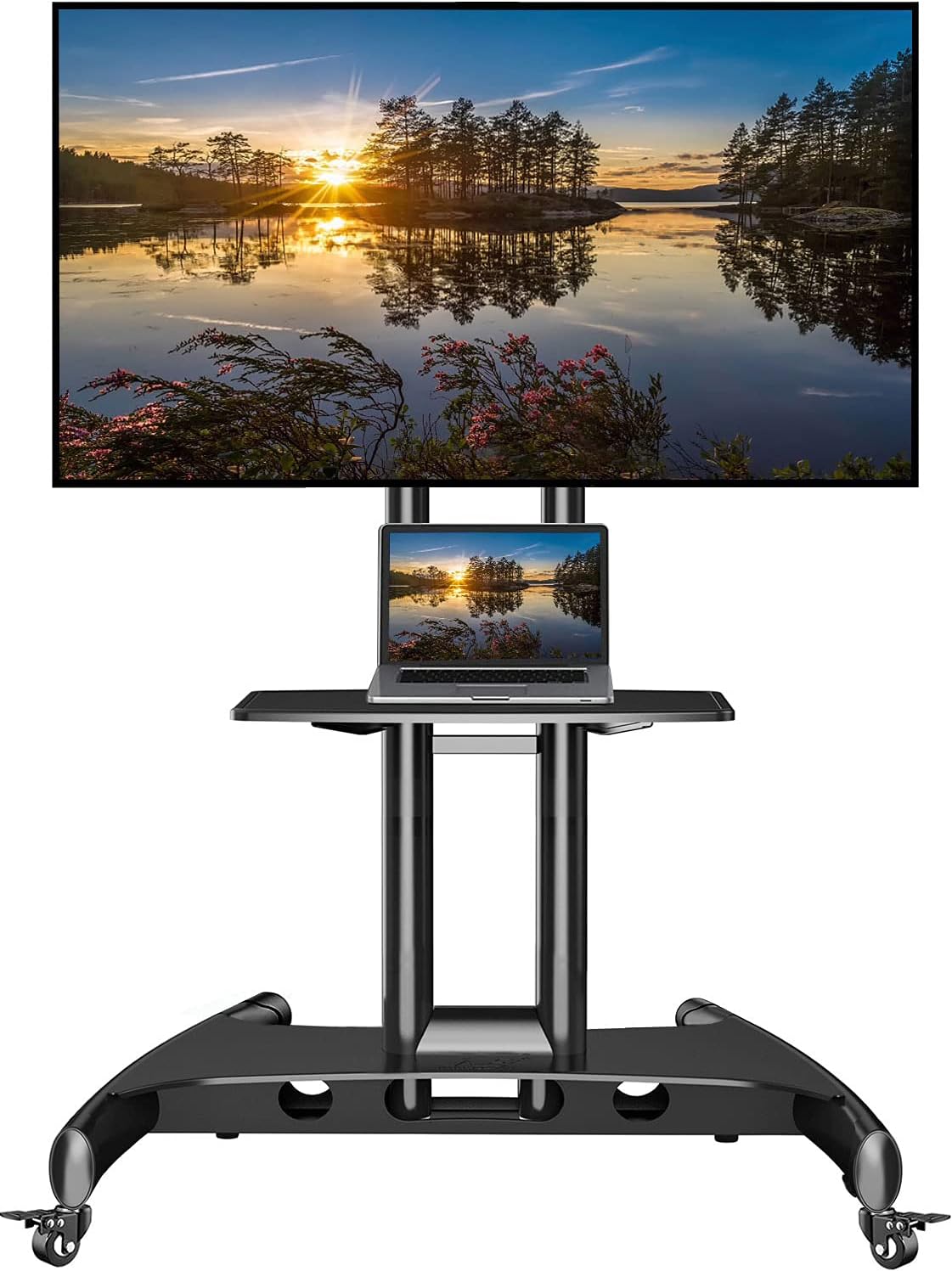 North Bayou TV Cart Stand with Wheels for 32″-75″ TV’s - Graphite