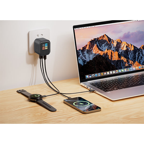 iENGAGE 65W Foldable UK Plug TFT Power Adapter (2C1A) - Black