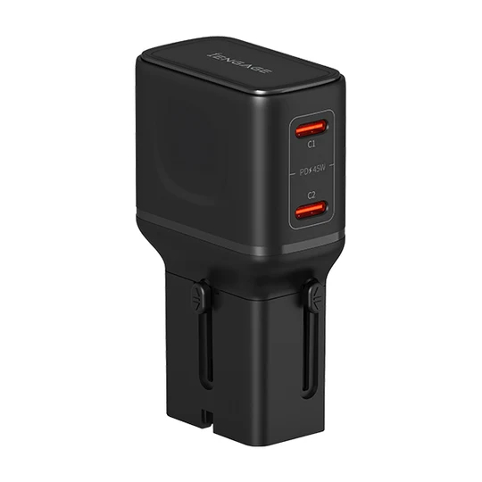 iEngage 45W Dual USB-C Port Mini Universal GaN Power Adapter - Black