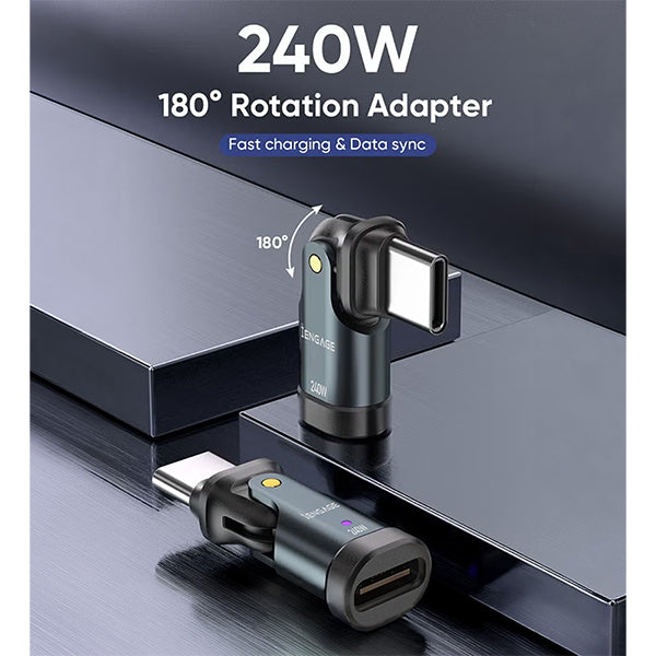 iEngage 240W Rotating Head USB-C Connector (48V/5A) - Black