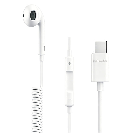 iENGAGE Coiled Wired Mono Headset (USB-C) - White