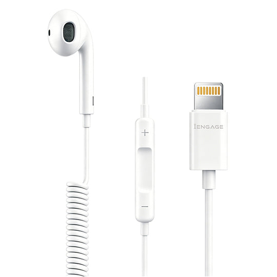 iENGAGE Coiled Wired Mono Headset (Lightning) - White
