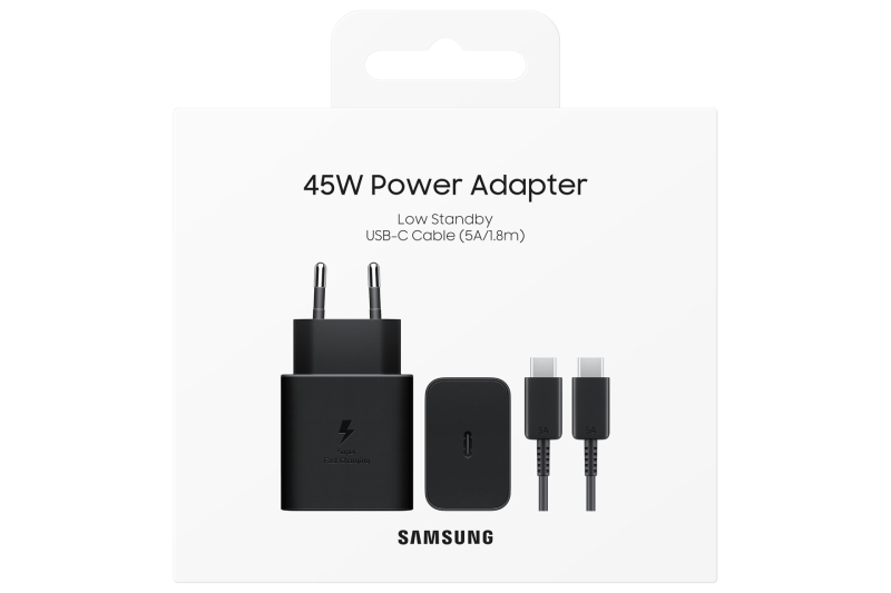 Samsung 45W PD Adapter with USB-C to USB-C Cable (5A) 1.8M - Black