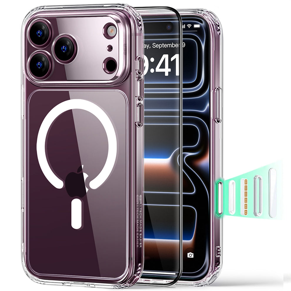 ESR Classic Hybrid MagSafe & Tempered Glass Case for Apple iPhone 17 Pro Max/18 Pro Max Clear + Tempered Glass