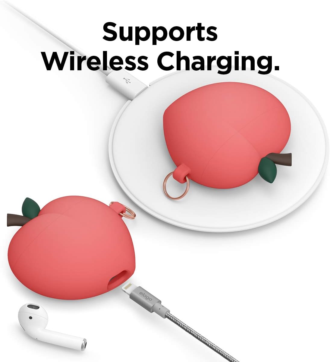 Elago AirPods 1&2 Peach Hang Case - Red