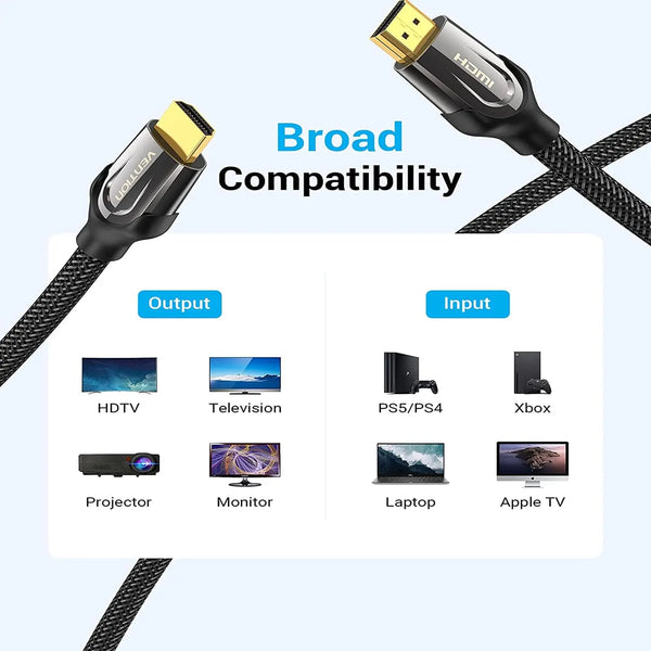 Vention Nylon Braided HDMI Cable 10m Black Metal Type