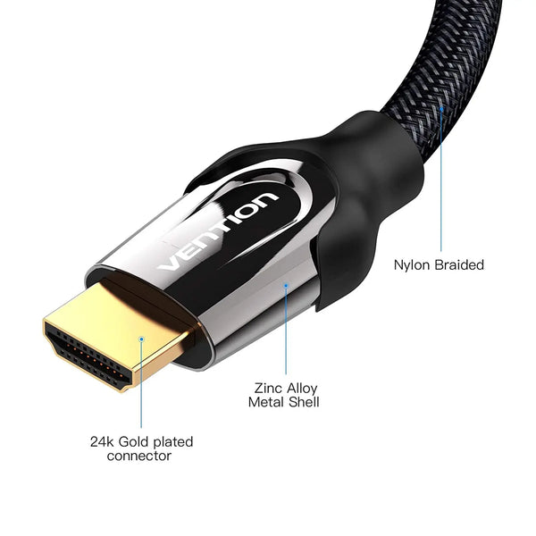 Vention Nylon Braided HDMI Cable 10m Black Metal Type
