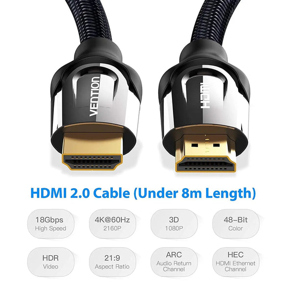 Vention Nylon Braided HDMI Cable 10m Black Metal Type