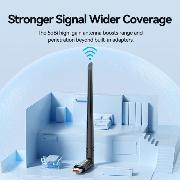 Vention AX900 USB Wi-Fi Dual Band Adapter With High Gain Antenna - Black