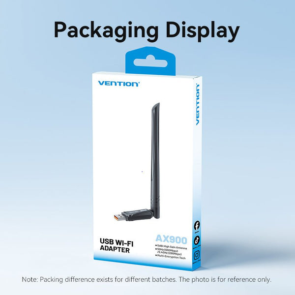 Vention AX900 USB Wi-Fi Dual Band Adapter With High Gain Antenna - Black