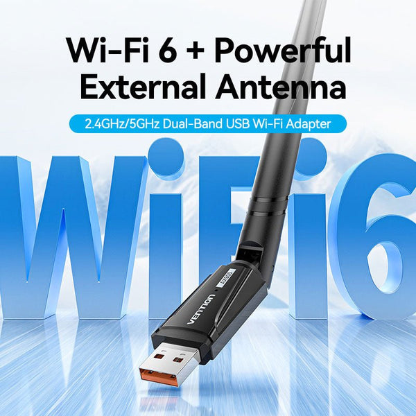Vention AX900 USB Wi-Fi Dual Band Adapter With High Gain Antenna - Black