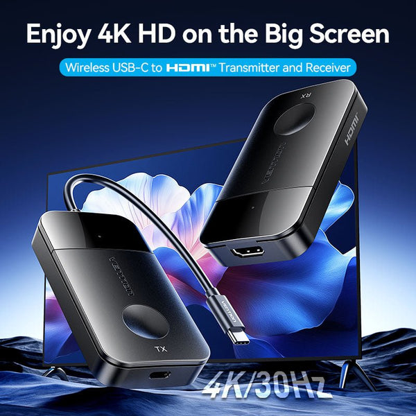 Vention Wireless USB-C to HDMI™ Transmitter and Receiver - Black