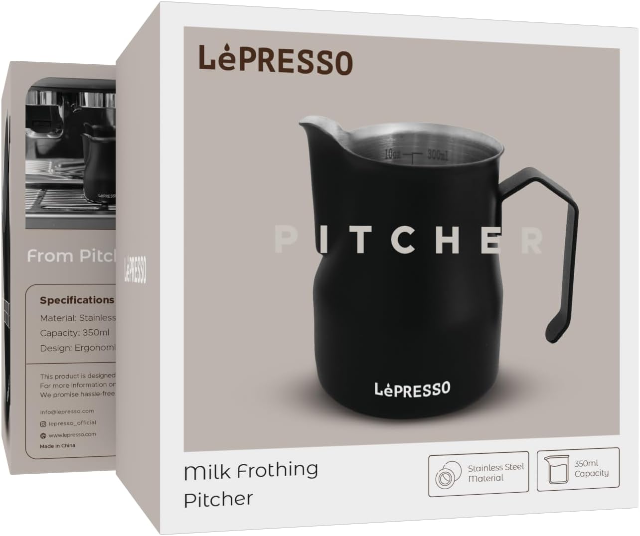 LePresso Milk Frothing Pitcher - Black