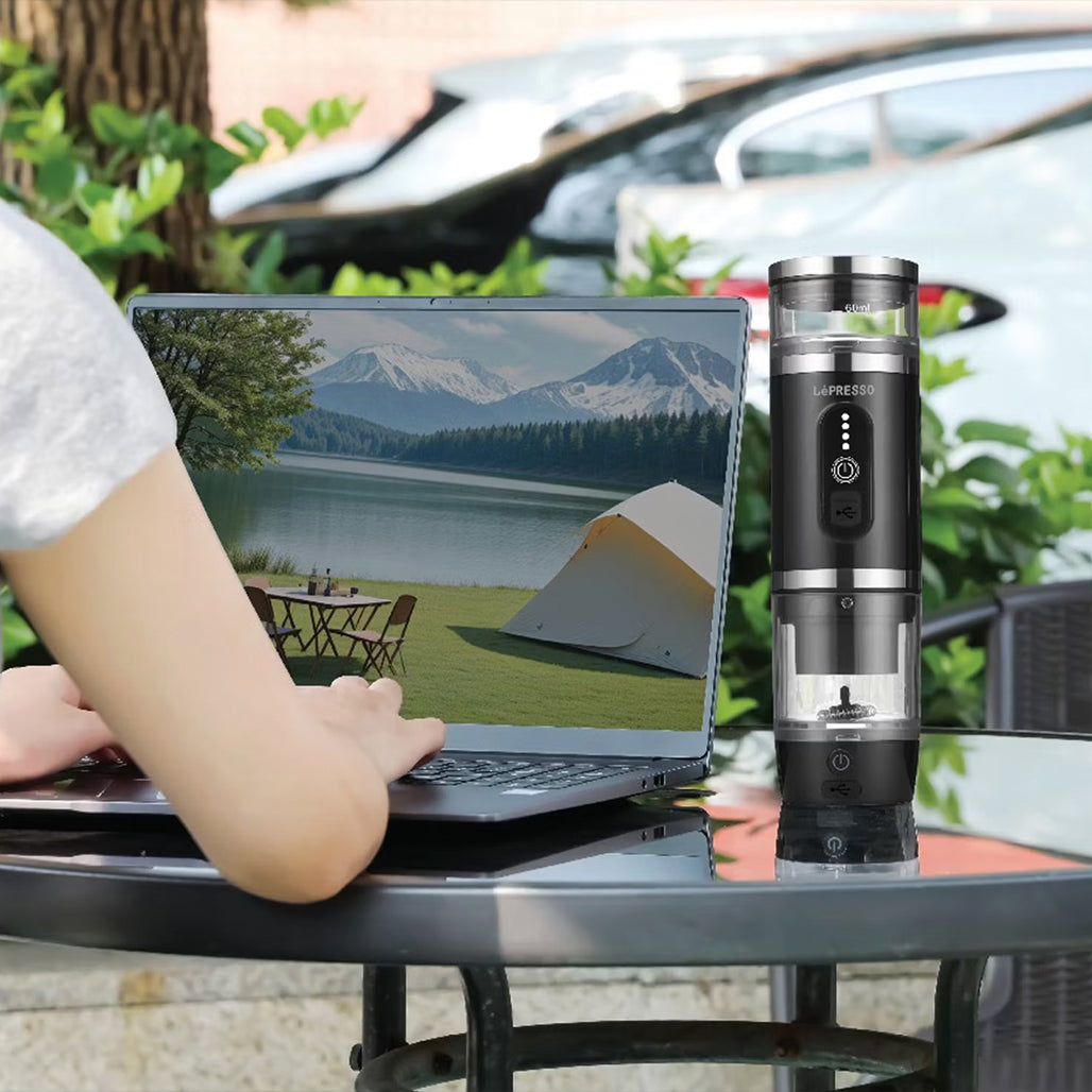 LePresso 4-in-1 Portable Coffee Machine with Milk Frother - White