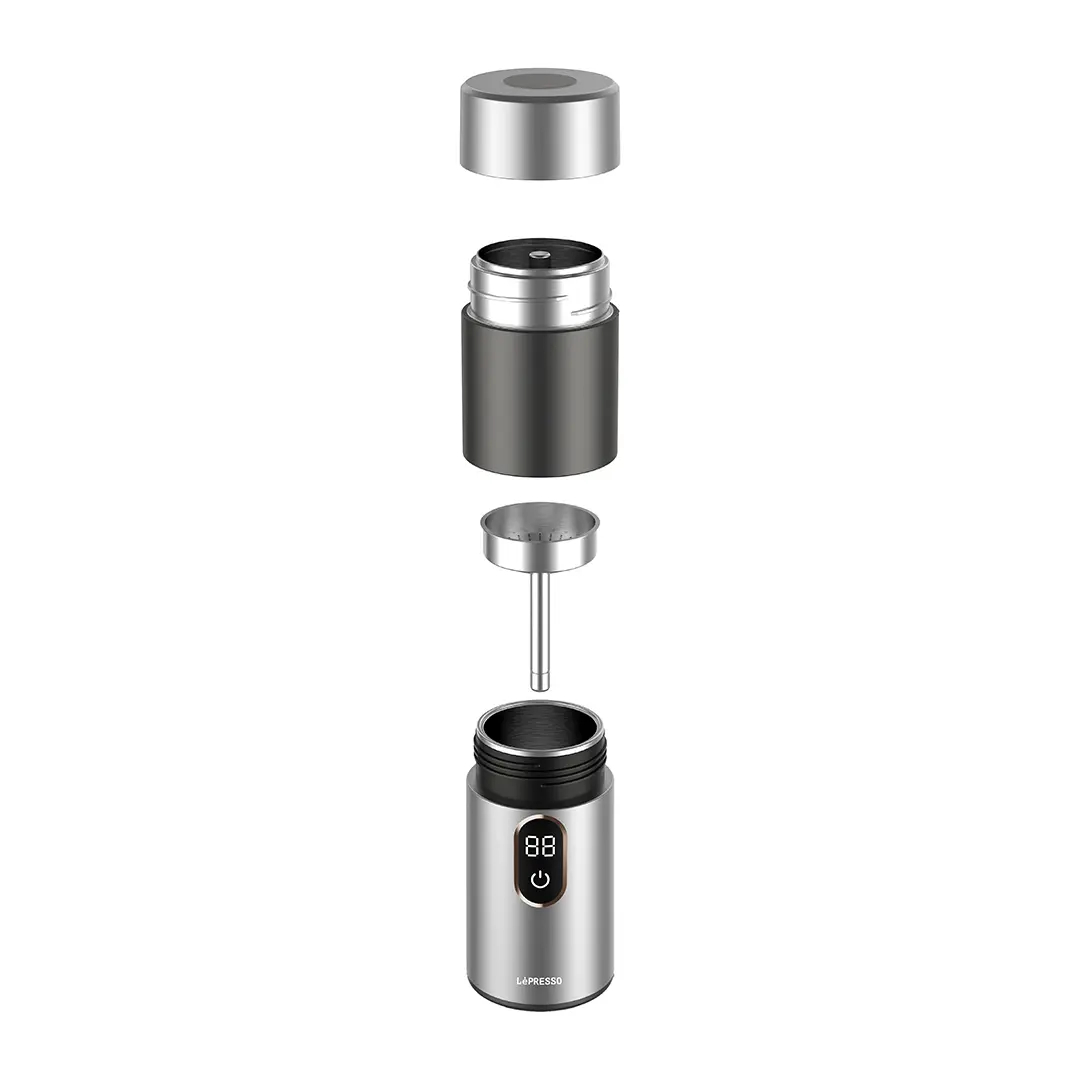 LePresso MokaRise Electric Moka Maker with One-Touch Operation - Silver
