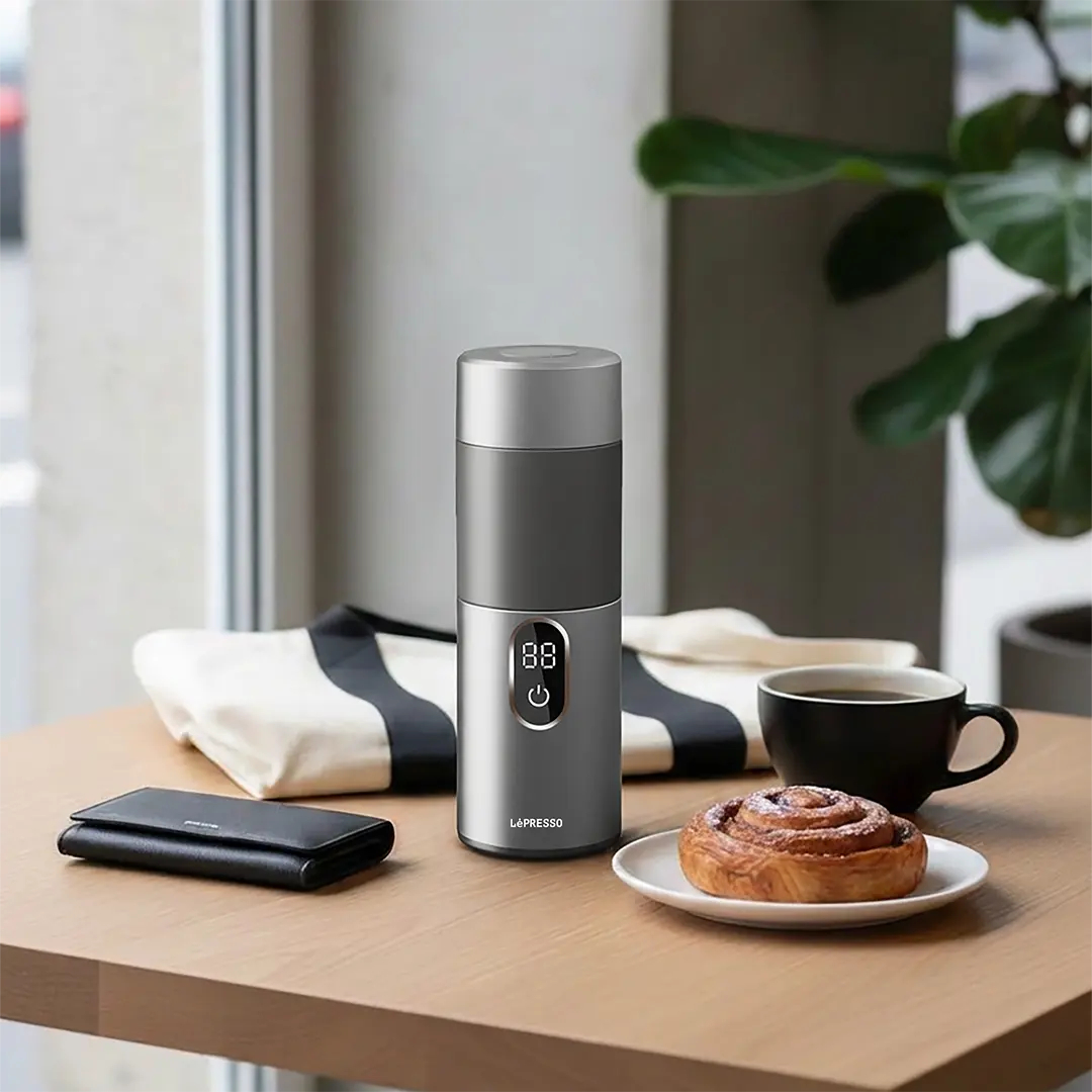 LePresso MokaRise Electric Moka Maker with One-Touch Operation - Silver