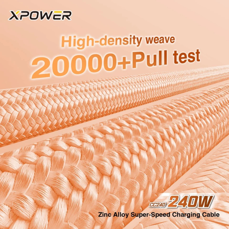XPower CC240 240W Zinc Alloy Super-Speed Charging Cable - Orange