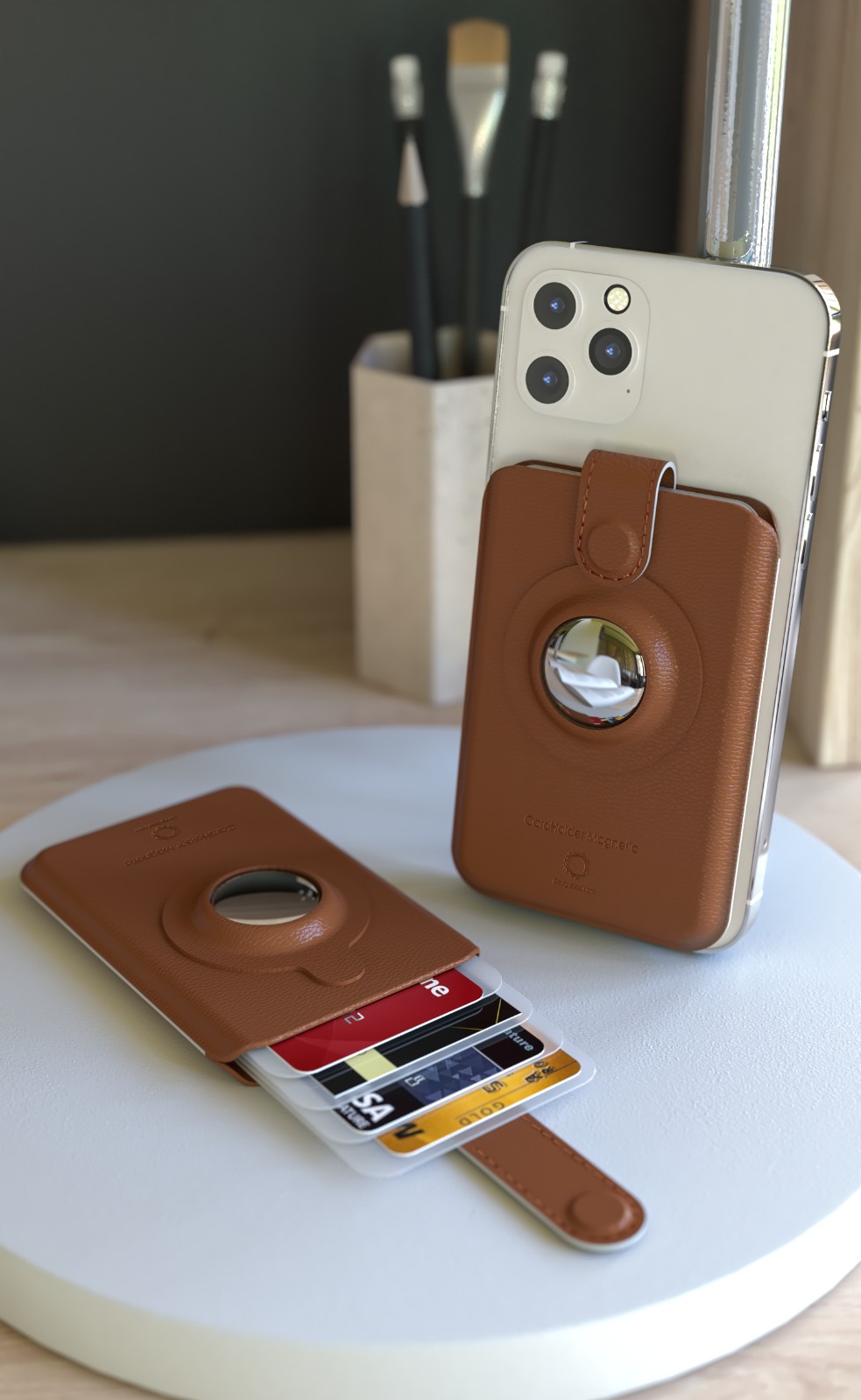 DesignNest Stacked Cardholder AirTag - Brown