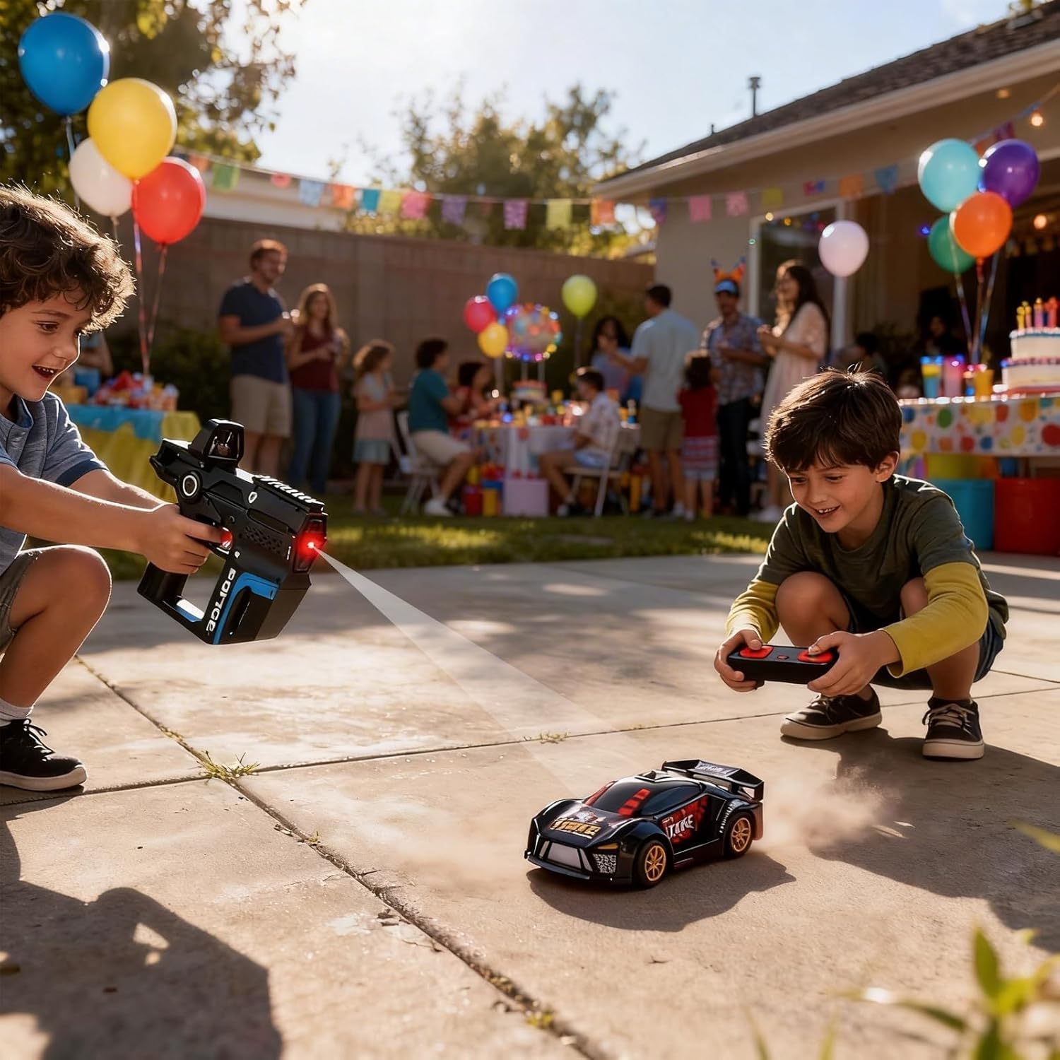 3-in-1 Remote Control Car Toy for Kids with Infrared Shooting - Red & Blue
