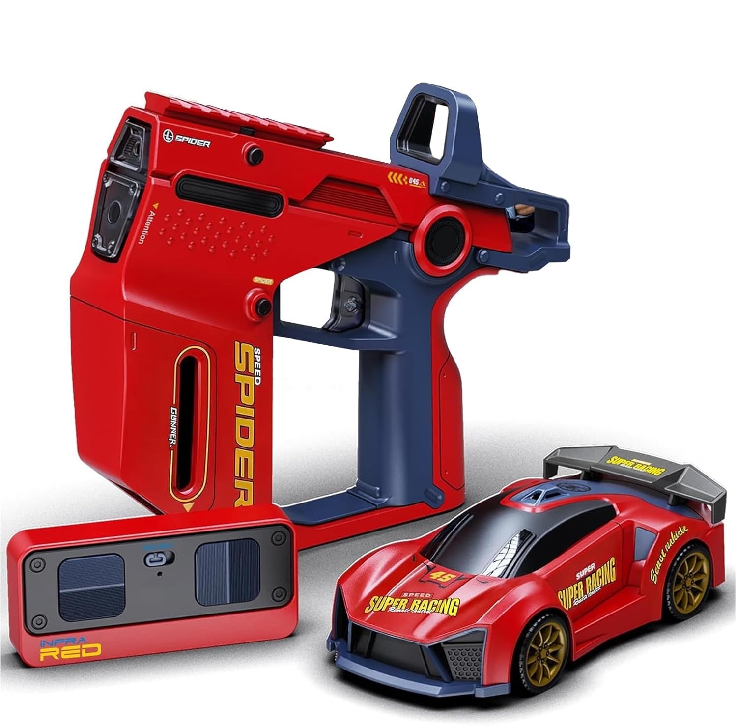 3-in-1 Remote Control Car Toy for Kids with Infrared Shooting - Red & Blue
