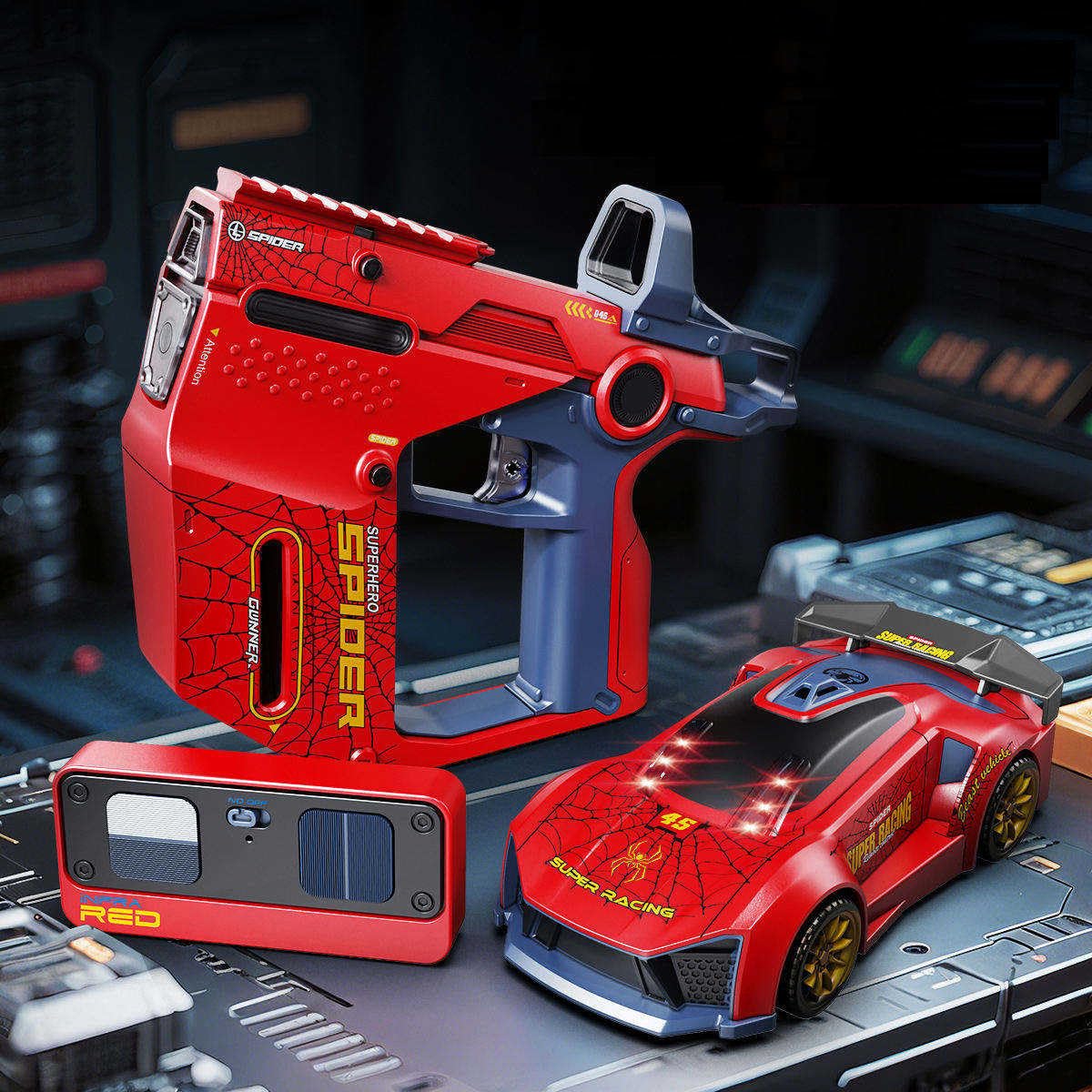 3-in-1 Remote Control Car Toy for Kids with Infrared Shooting - Red & Blue