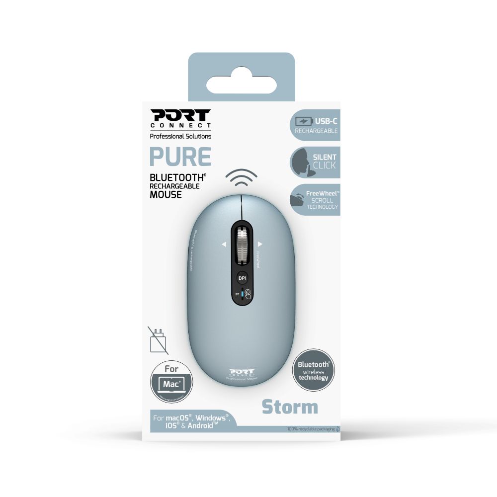 Port Designs Pure Mac, Wireless Bluetooth Mouse - Storm