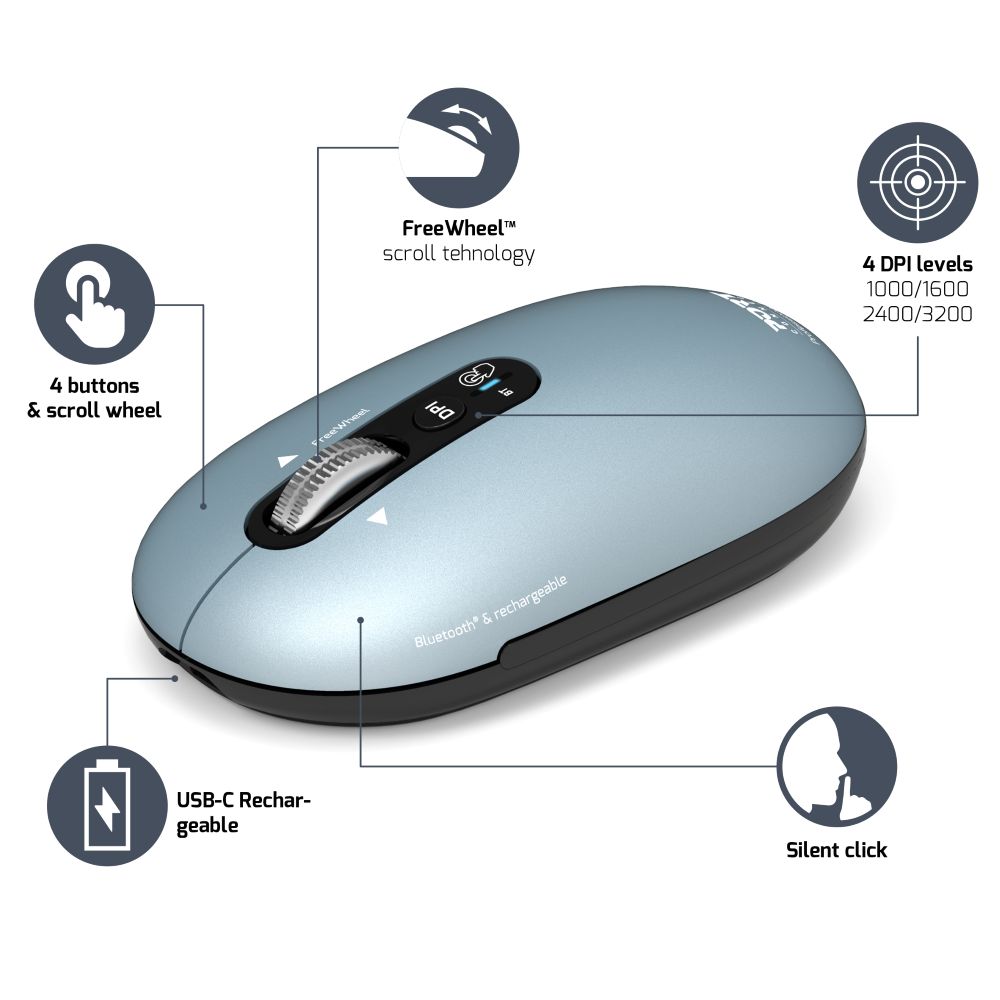 Port Designs Pure Mac, Wireless Bluetooth Mouse - Storm