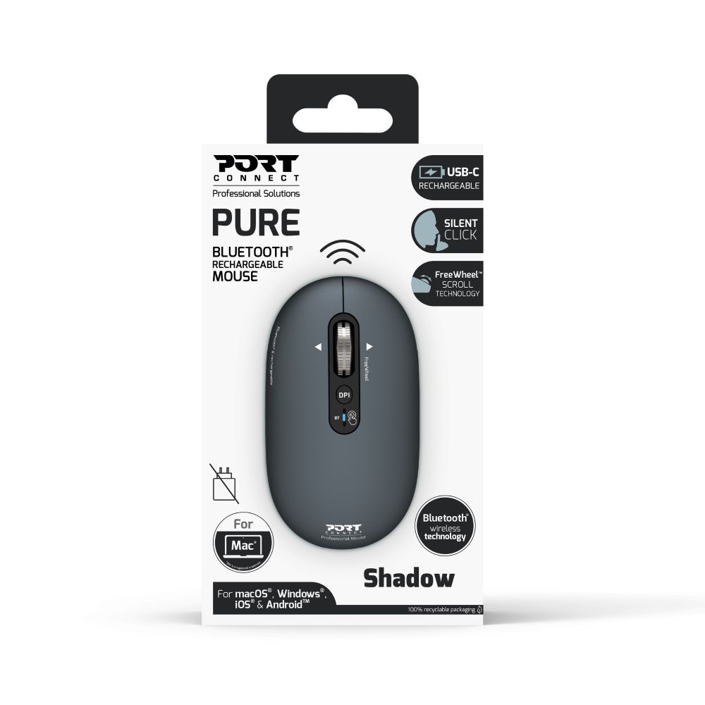 Port Designs Pure Mac, Wireless Bluetooth Mouse - Shadow