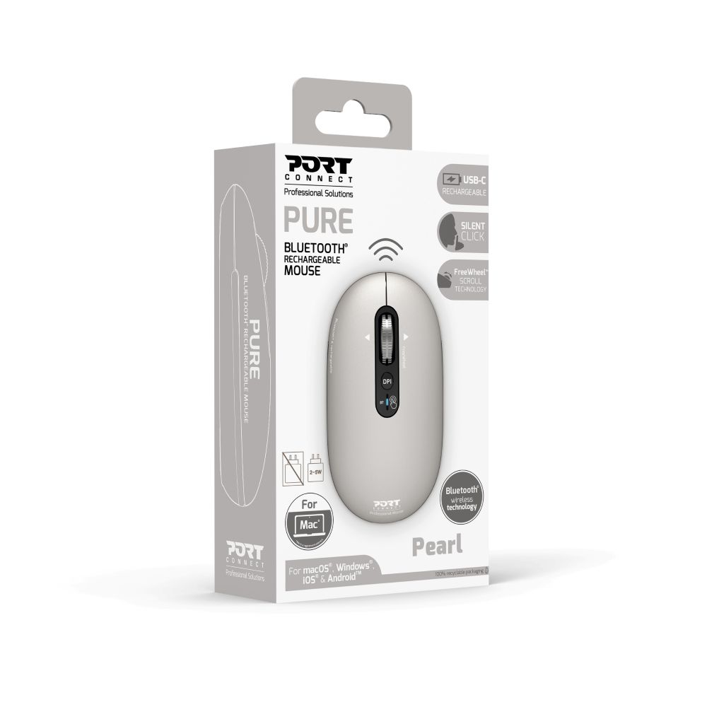 Port Designs Pure Mac, Wireless Bluetooth Mouse - Pearl