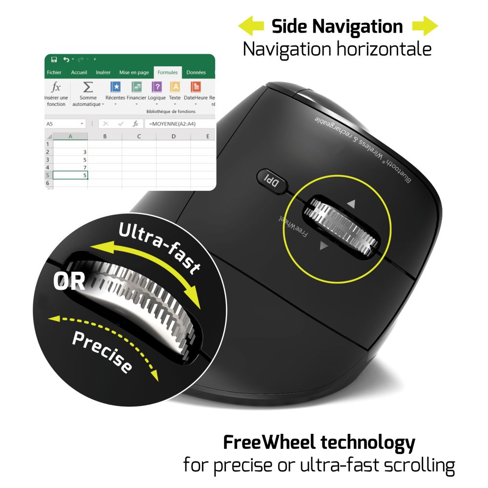 Port Designs Ergo Auditor Wireless Bluetooth Mouse - Black