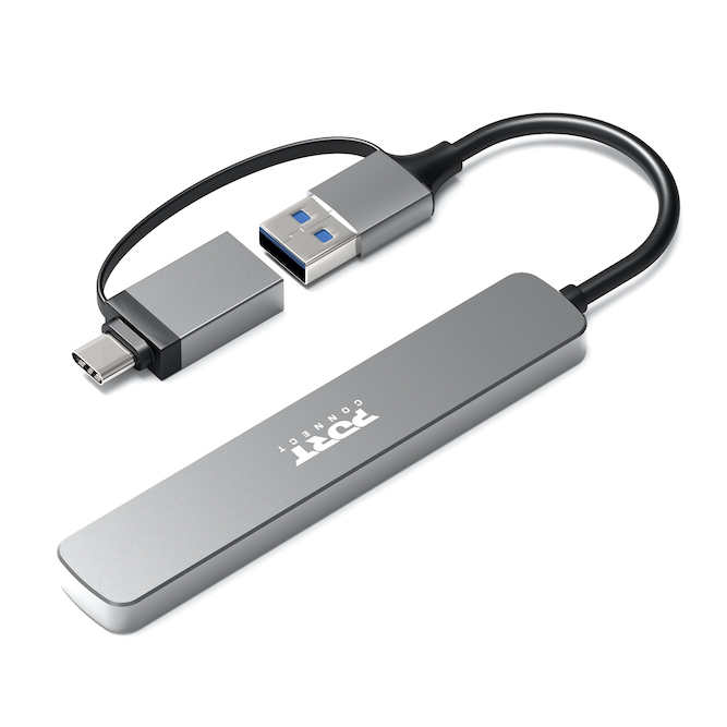 Port Designs Hub USB-C/USB-A vers 4 ports USB-A 3.0 5Gbps - Silver
