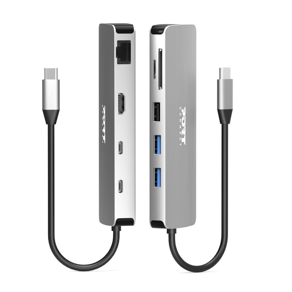 Port Designs Docking Type C 9-in-1 - 1 X 4K HDMI - PD 85W - Steel