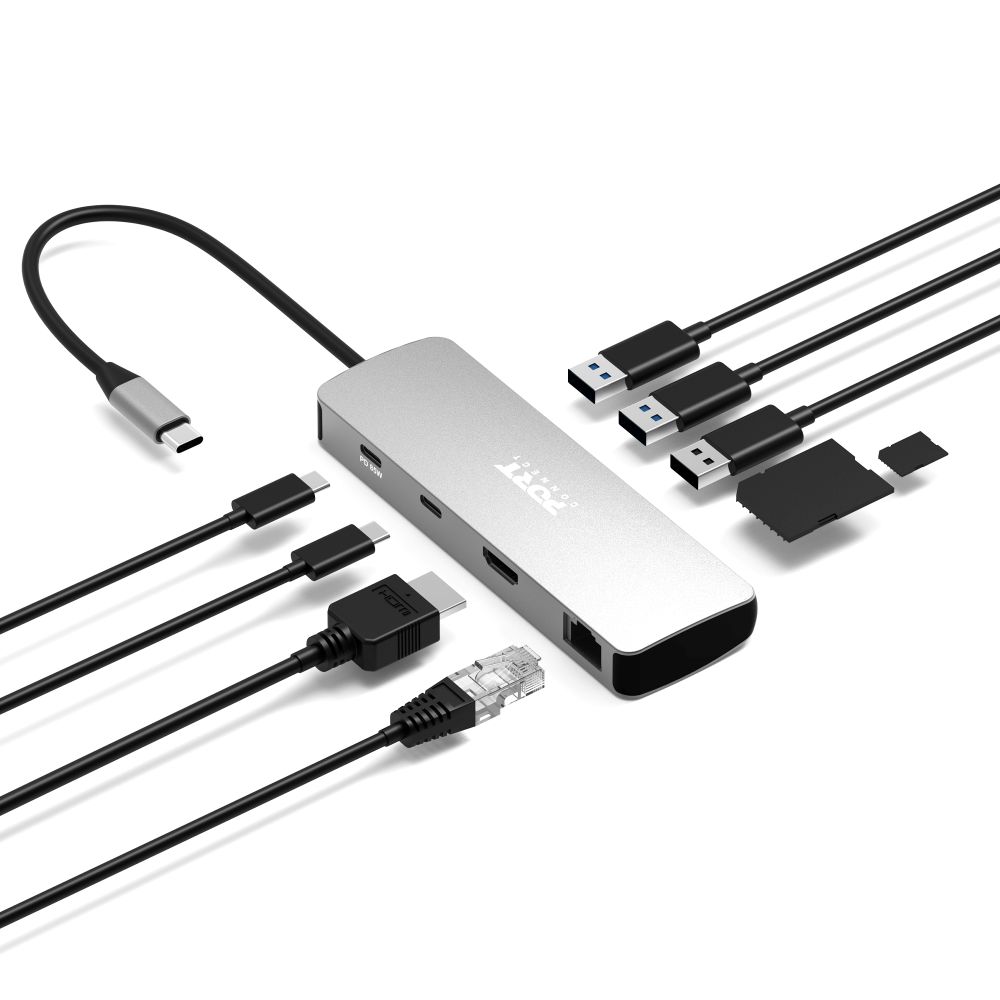 Port Designs Docking Type C 9-in-1 - 1 X 4K HDMI - PD 85W - Steel