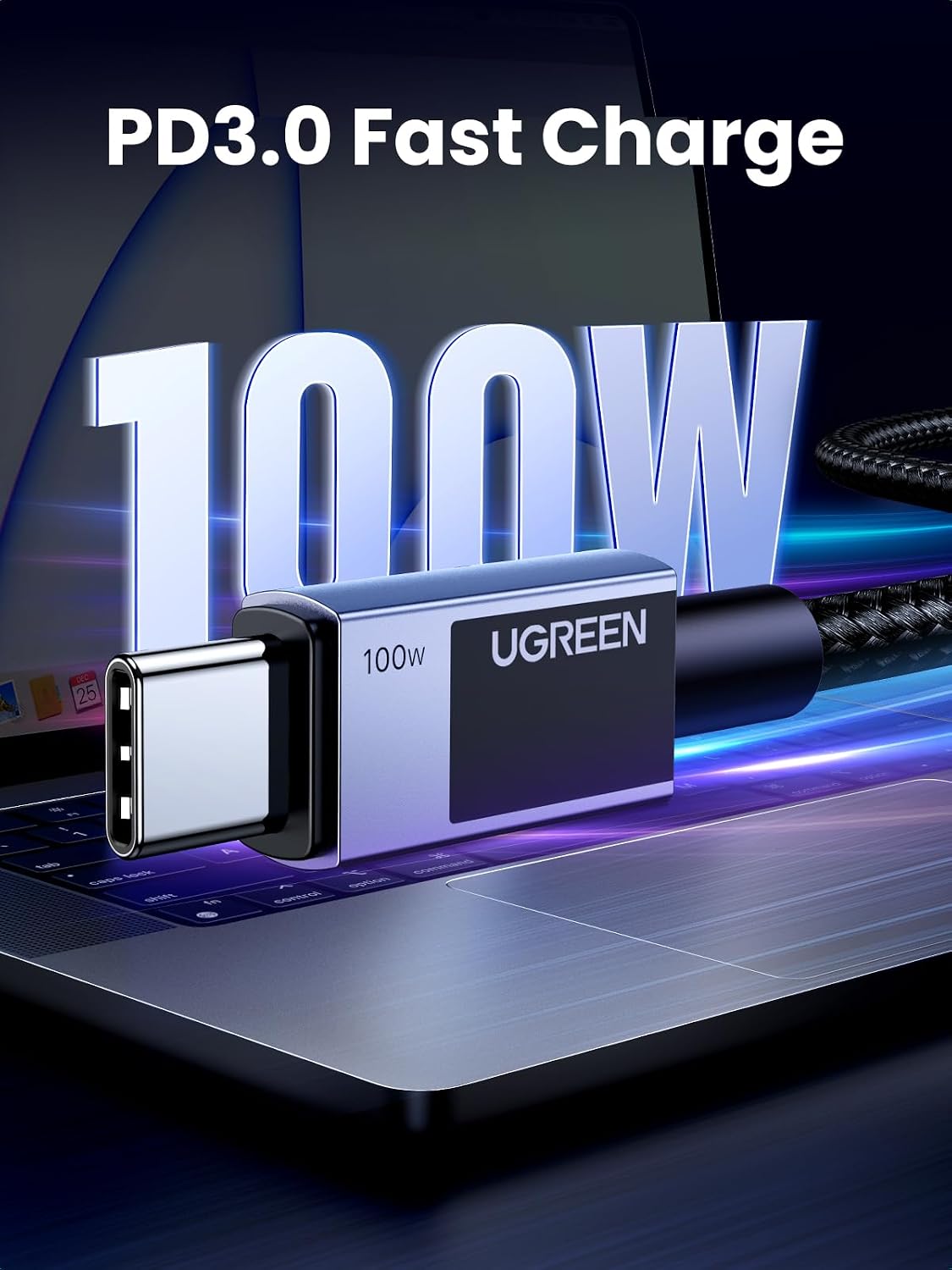 UGREEN Uno USB-C to USB-C PD Fast Charging Cable, 1m - Space Gray