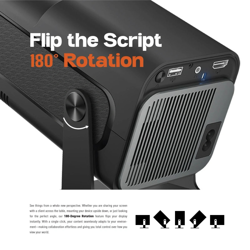 Powero Plus Vector Beam Android Projector with 160ANSI Lumens - Black