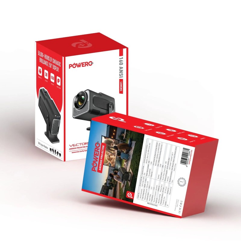 Powero Plus Vector Beam Android Projector with 160ANSI Lumens - Black