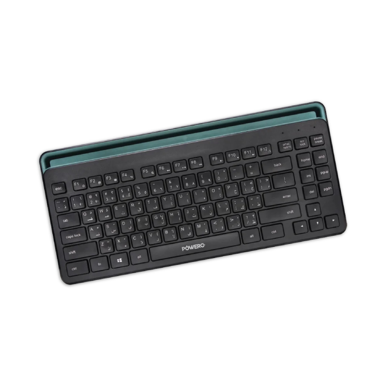 Powero Plus Ergonomic Wireless Dual Mode Keyboard With Phone &Tablet Holder - Black