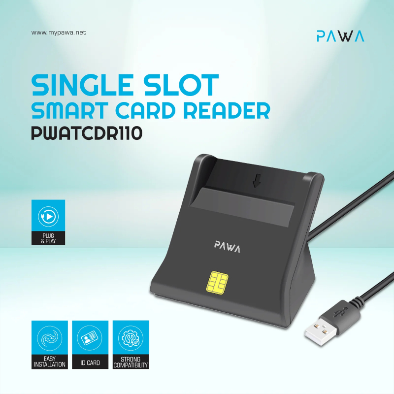 Pawa Single Slot Smart Card Reader - Black