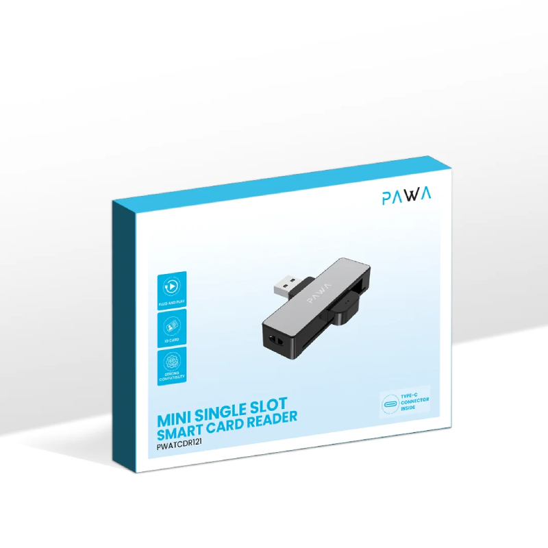 Pawa Mini Single Slot Smart Card Reader - Silver & Black
