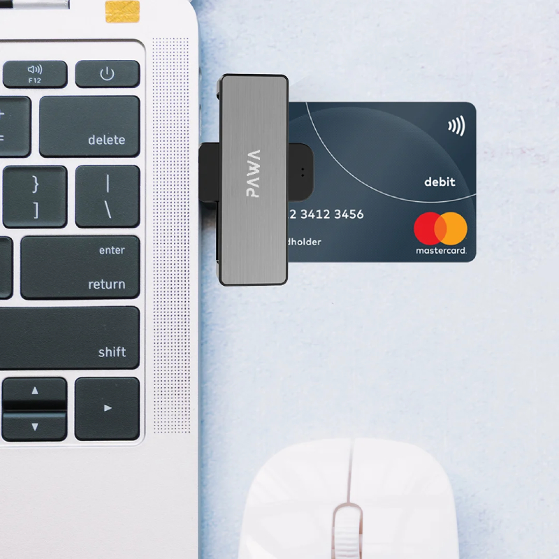 Pawa Mini Single Slot Smart Card Reader - Silver & Black