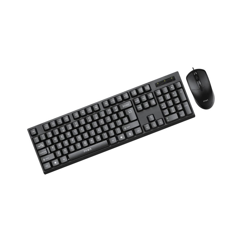 Pawa Wired Office Keyboard & Mouse Set- Black
