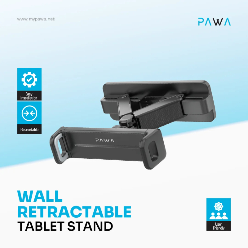 Pawa Wall Retractable Tablet Stand - Black