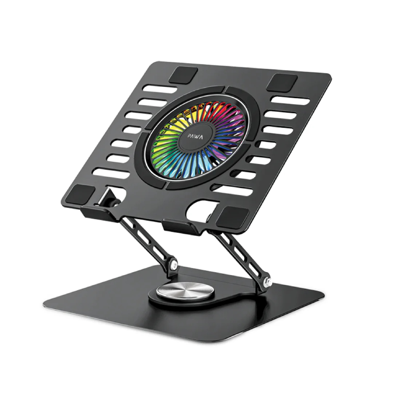 Pawa Laptop Cooling Stand With RGB Light, Adjustable Cooling Pad - Black