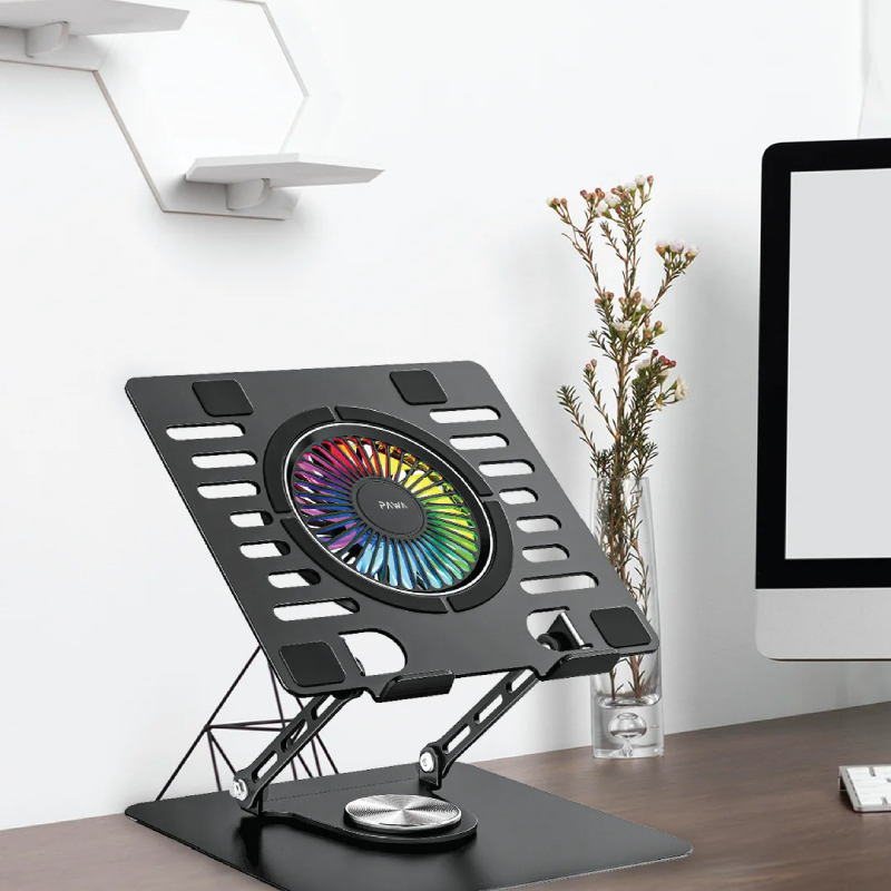Pawa Laptop Cooling Stand With RGB Light, Adjustable Cooling Pad - Black