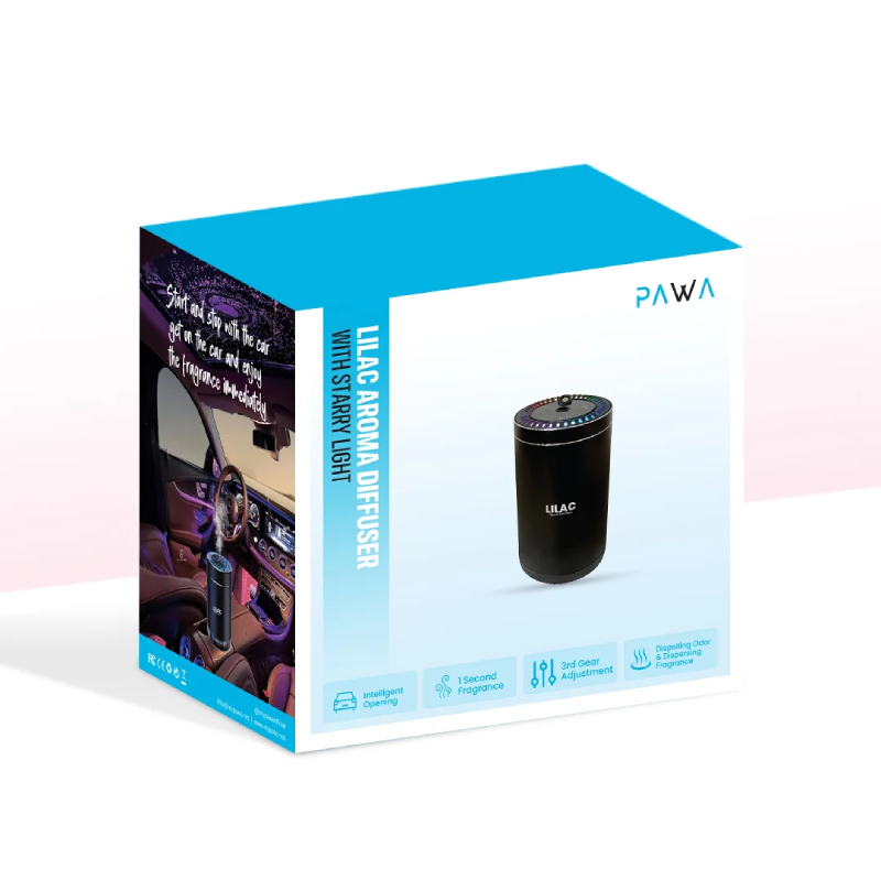 Pawa Lilac Aroma Diffuser with Starry Light, 300mAh -  Black